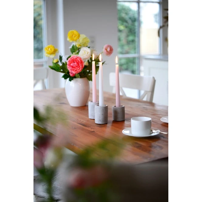 Kerzenhalter - Aus Zement - 6,5 X 6 Cm 3 Kerzenhalter - Aus Zement - 6,5 X 6 Cm