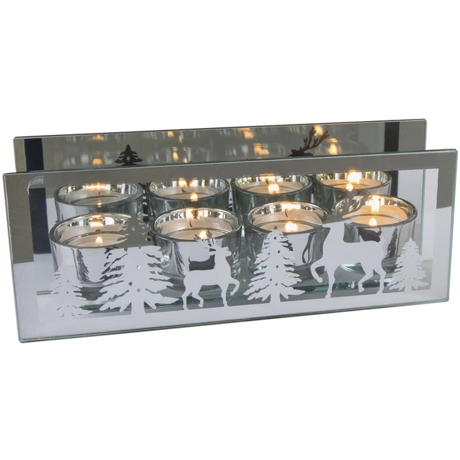 Teelichthalter - Aus Glas - 24 X 6 X 9,5 Cm 3 Teelichthalter - Aus Glas - 24 X 6 X 9,5 Cm