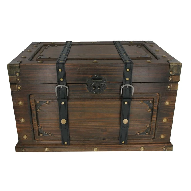 Truhe - L - Dunkelbraun - Aus Holz - Ca. 61 X 37 X 35 Cm 3 Truhe - L - Dunkelbraun - Aus Holz - Ca. 61 X 37 X 35 Cm