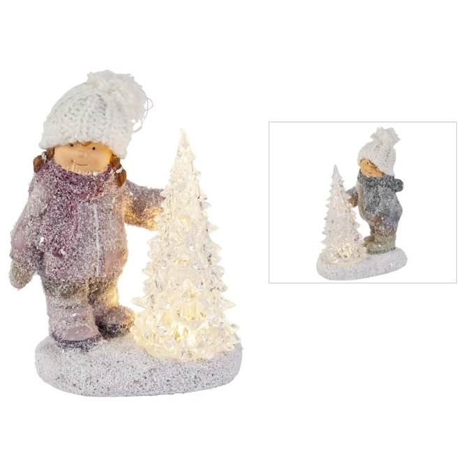 Winterkind Mit LED-Baum - Aus Polyresin - Ca. 12 X 8 X 16 Cm - 1 Stück 3 Winterkind Mit LED-Baum - Aus Polyresin - Ca. 12 X 8 X 16 Cm - 1 Stück