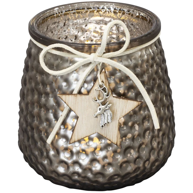 Teelichtglas - Stern - Ca. 9,5 X 9,5 X 10 Cm - 1 Stück 3 Teelichtglas - Stern - Ca. 9,5 X 9,5 X 10 Cm - 1 Stück