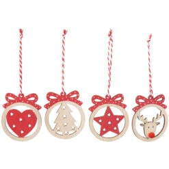 Dekohänger - Christbaumkugeln - Aus Holz - Ca. 10 X 6 Cm - 12 Stück -Heimdekoration Angebote 219032 1