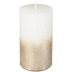 Stumpenkerze - Levi - Ca. 6 X 11 Cm - Weiß/gold -Heimdekoration Angebote 222673 1