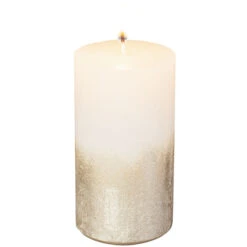 Stumpenkerze - Levi - Ca. 6 X 11 Cm - Weiß/gold -Heimdekoration Angebote 222673 2