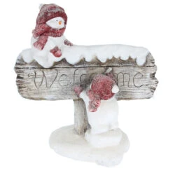 Dekofigur - Schneemänner - Welcome - Ca. 40,5 X 21 X 40 Cm