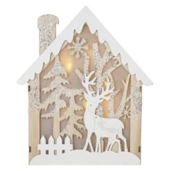 LED-Haus - Aus Holz - Ca. 25,5 X 5 X 29,5 Cm