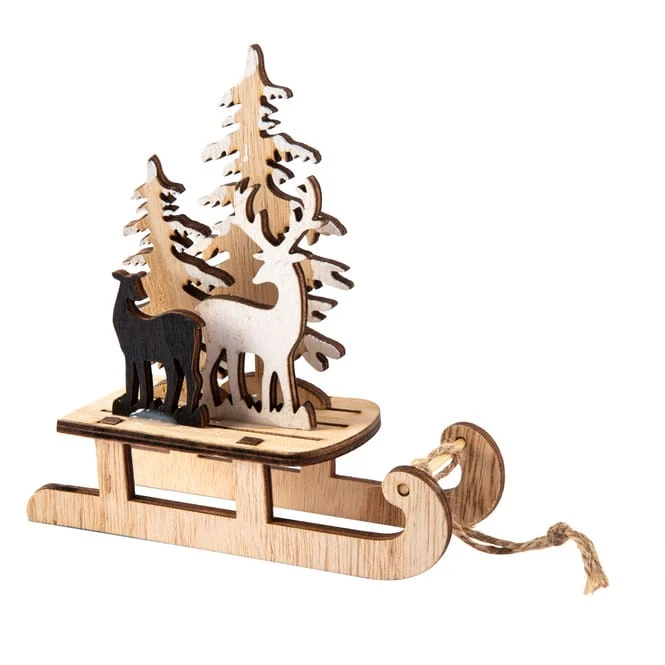 Dekoschlitten - Hirsche - Aus Holz - Ca. 14 X 5,5 X 14,5 Cm 4 Dekoschlitten - Hirsche - Aus Holz - Ca. 14 X 5,5 X 14,5 Cm – Bild 2