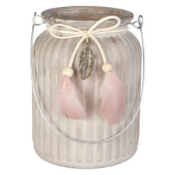 Windlicht - Federn - Aus Glas - Ca. 11 X 14,5 Cm -Heimdekoration Angebote 229872 1