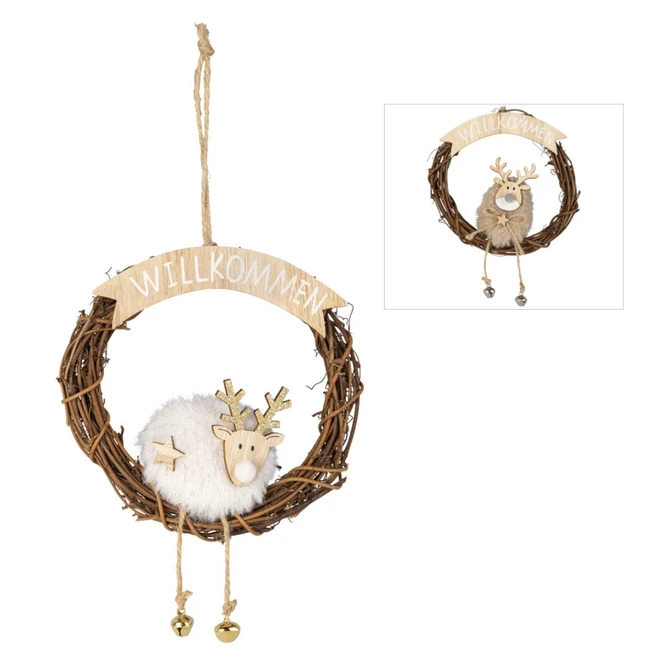 Dekohänger - Kranz - Aus Holz - Ca. 14 X 2,5 X 14 Cm - 1 Stück 3 Dekohänger - Kranz - Aus Holz - Ca. 14 X 2,5 X 14 Cm - 1 Stück