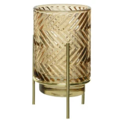 Teelichtglas - Ca. 9 X 15,5 Cm - 1 Stück - Braun -Heimdekoration Angebote 230015 8720093381238 kaemingk teelichthalter auf fuss 01