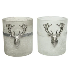 Teelichtglas - Rentier - Ca. 9 X 10 Cm - 1 Stück -Heimdekoration Angebote 230045 1