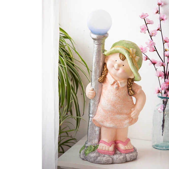 Dekokind Mit LED-Laterne - Aus Magnesia - Ca. 23,5 X 19 X 54 Cm 4 Dekokind Mit LED-Laterne - Aus Magnesia - Ca. 23,5 X 19 X 54 Cm – Bild 2