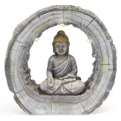 LED-Buddha - Aus Magnesia - Ca. 40 X 14 X 39 Cm