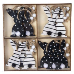 Dekohänger - Hasen - Aus Holz - Ca. 8 Cm - 12 Stück