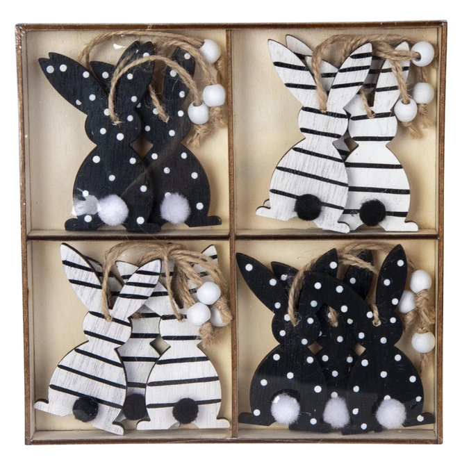 Dekohänger - Hasen - Aus Holz - Ca. 8 Cm - 12 Stück 3 Dekohänger - Hasen - Aus Holz - Ca. 8 Cm - 12 Stück