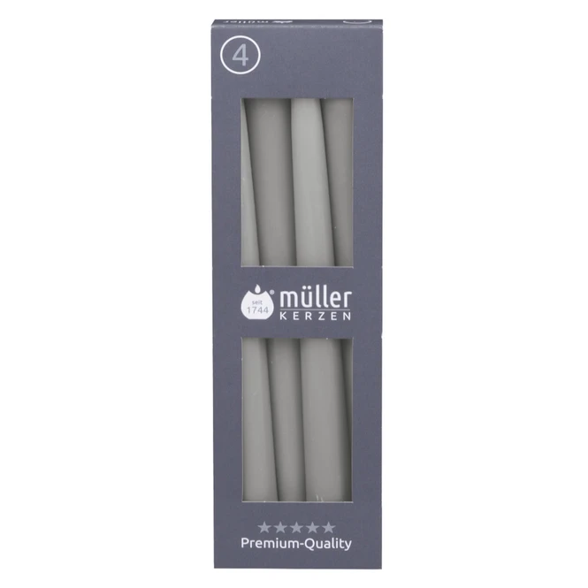 Spitzkerzen - Ca. 2 X 24,5 Cm - Grau - 4 Stück 3 Spitzkerzen - Ca. 2 X 24,5 Cm - Grau - 4 Stück