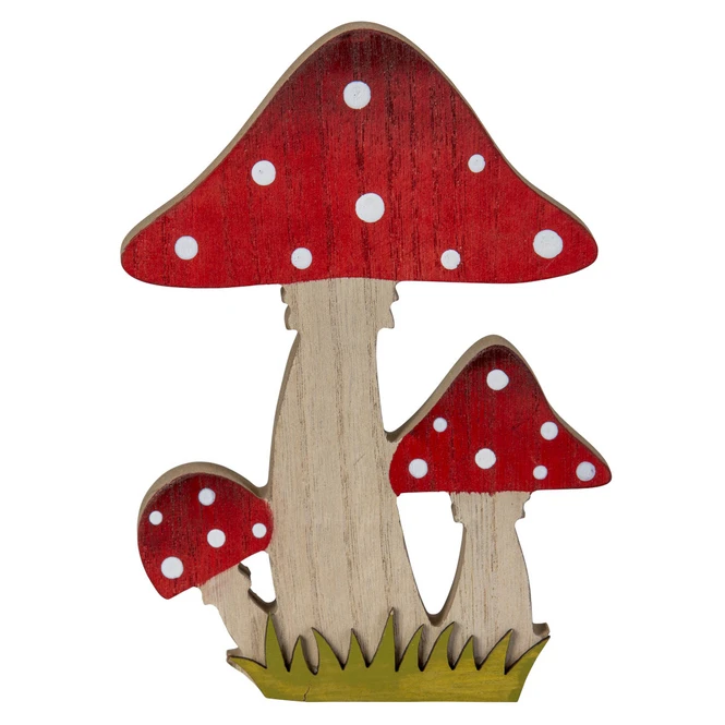 Pilze - Aus Holz - Ca. 12 X 2 X 18 Cm - Rot 3 Pilze - Aus Holz - Ca. 12 X 2 X 18 Cm - Rot