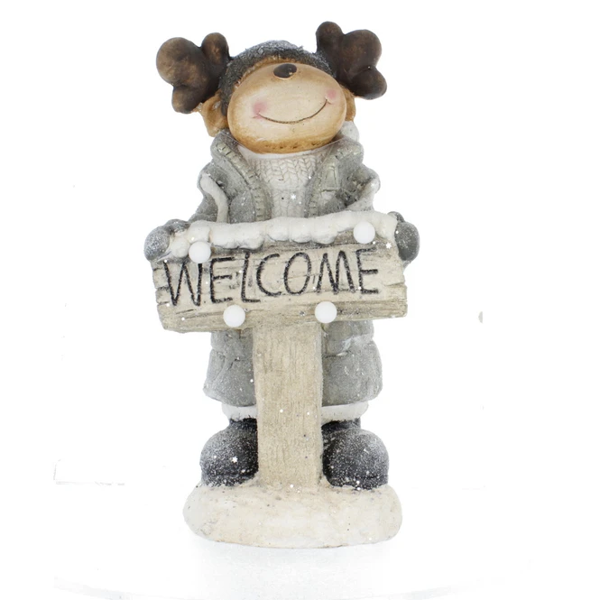 Rentier Mit Schild Welcome Und LED - Ca. 22,5 X 21 X 45 Cm 3 Rentier Mit Schild Welcome Und LED - Ca. 22,5 X 21 X 45 Cm