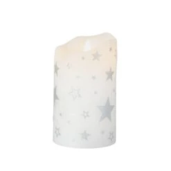 LED Kerze - Sterne Weiß/silber - Ca. 7,5 X 12,5 Cm