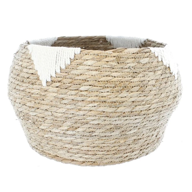 Korb Mit Dreieckmuster - Aus Naturgras - Ca. 30 X 24 Cm 3 Korb Mit Dreieckmuster - Aus Naturgras - Ca. 30 X 24 Cm