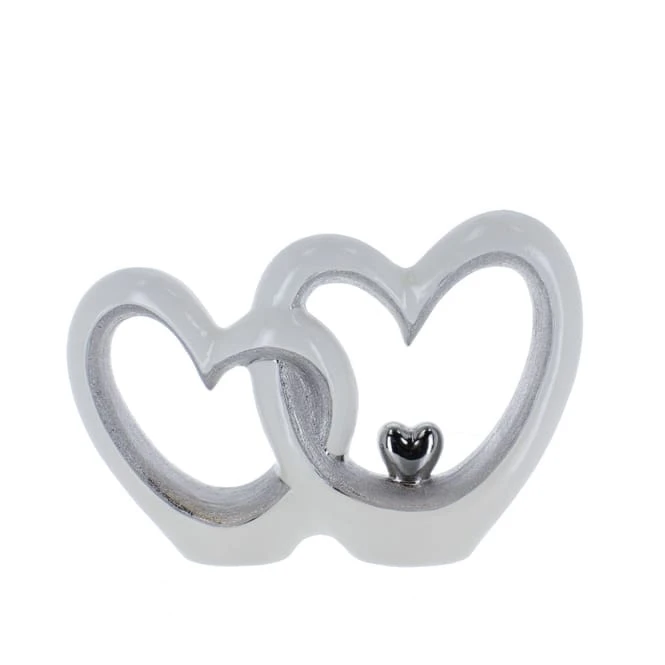 Standdeko - Herzsilhouette - Weiß/siber - Aus Keramik - Ca. 33 X 9 X 22,5 Cm 3 Standdeko - Herzsilhouette - Weiß/siber - Aus Keramik - Ca. 33 X 9 X 22,5 Cm