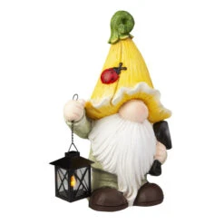 Wichtel Stehend Mit Laterne - Aus Magnesia - Ca. 27,5 X 17 X 44 Cm