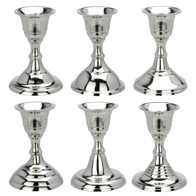 Kerzenständer - Ca. 6 X 6 X 8,8 Cm - 1 Stück - Silber 3 Kerzenständer - Ca. 6 X 6 X 8,8 Cm - 1 Stück - Silber