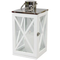 Windlicht - Aus Holz - 18 X 18 X 36 Cm