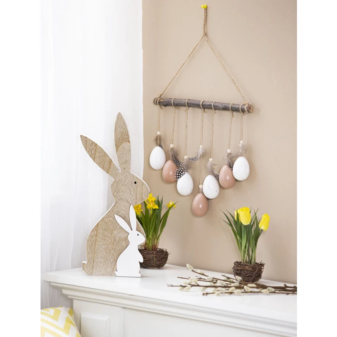 Dekohänger - Zweig Mit Eiern - Aus Holz - Ca. 30 X 4 X 50 Cm 3 Dekohänger - Zweig Mit Eiern - Aus Holz - Ca. 30 X 4 X 50 Cm