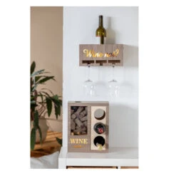 LED-Weinflaschen- Und Gläserhalter - Aus Holz - 30 X 12,5 X 15 Cm 7 LED-Weinflaschen- Und Gläserhalter - Aus Holz - 30 X 12,5 X 15 Cm -Heimdekoration Angebote alles395