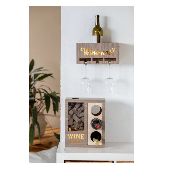 LED-Weinflaschen- Und Gläserhalter - Aus Holz - 30 X 12,5 X 15 Cm 4 LED-Weinflaschen- Und Gläserhalter - Aus Holz - 30 X 12,5 X 15 Cm – Bild 2