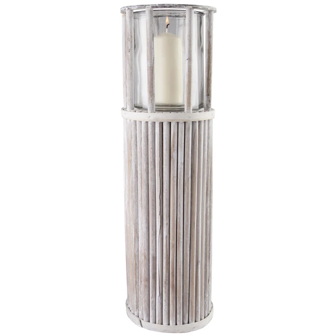 Kerzenständer - Aus Holz - Ca. 18 X 18 X 58 Cm - In Grau 4 Kerzenständer - Aus Holz - Ca. 18 X 18 X 58 Cm - In Grau – Bild 2