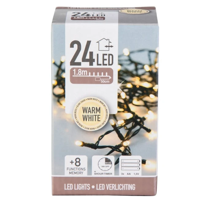 24er LED-Lichterkette - 1,80 M - Warmweiß - Schwarz 4 24er LED-Lichterkette - 1,80 M - Warmweiß - Schwarz – Bild 2